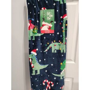 Christmas Holiday Merry T-Rex Dinosaur Dino Santa Plush Throw Blanket